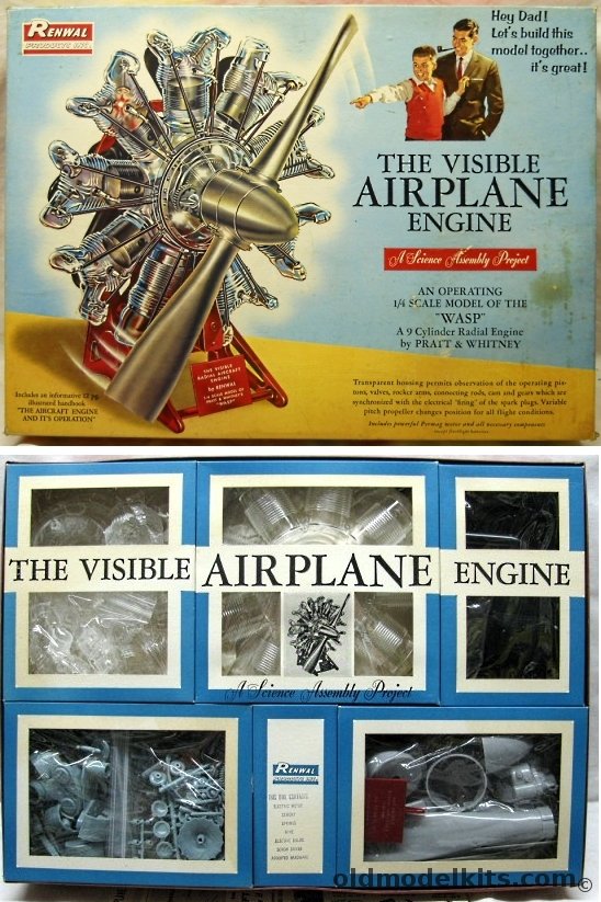 Renwal 1/4 The Visible Airplane Engine WASP 9 Cylinder Radial by Pratt & Whitney, 809-1495 plastic model kit